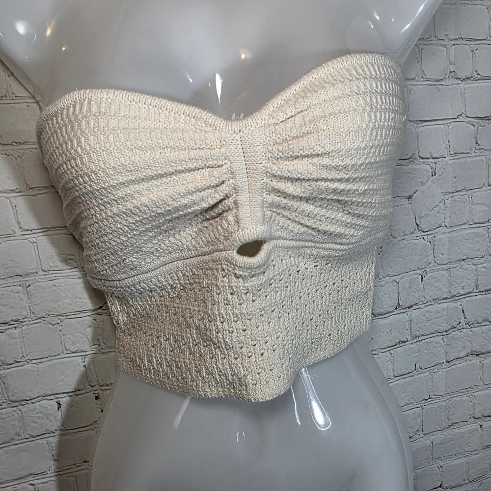 American Eagle AE Crochet Knit Tube Top Bandeau Cream NWT Size M